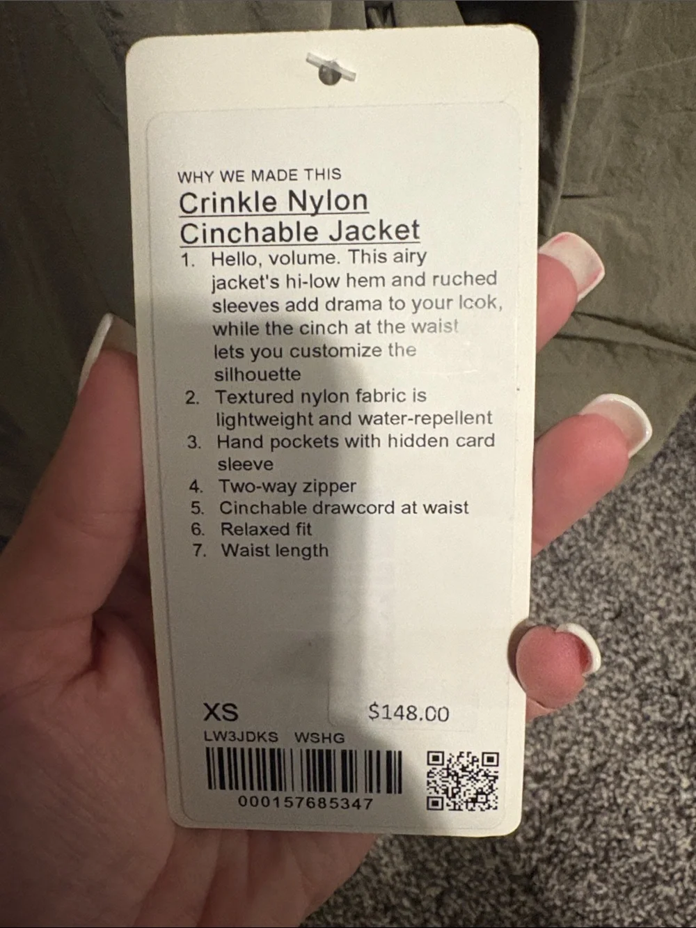 Lululemon Crinkle Nylon Cinchable Jacket